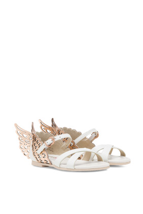 WHITE SANDALS WITH WINGS:White :30